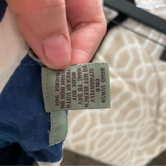 Maple Anthropologie Blue White Linen Cotton Skirt Sz 8 Portofino-Santorini Style - Picture 2 of 5